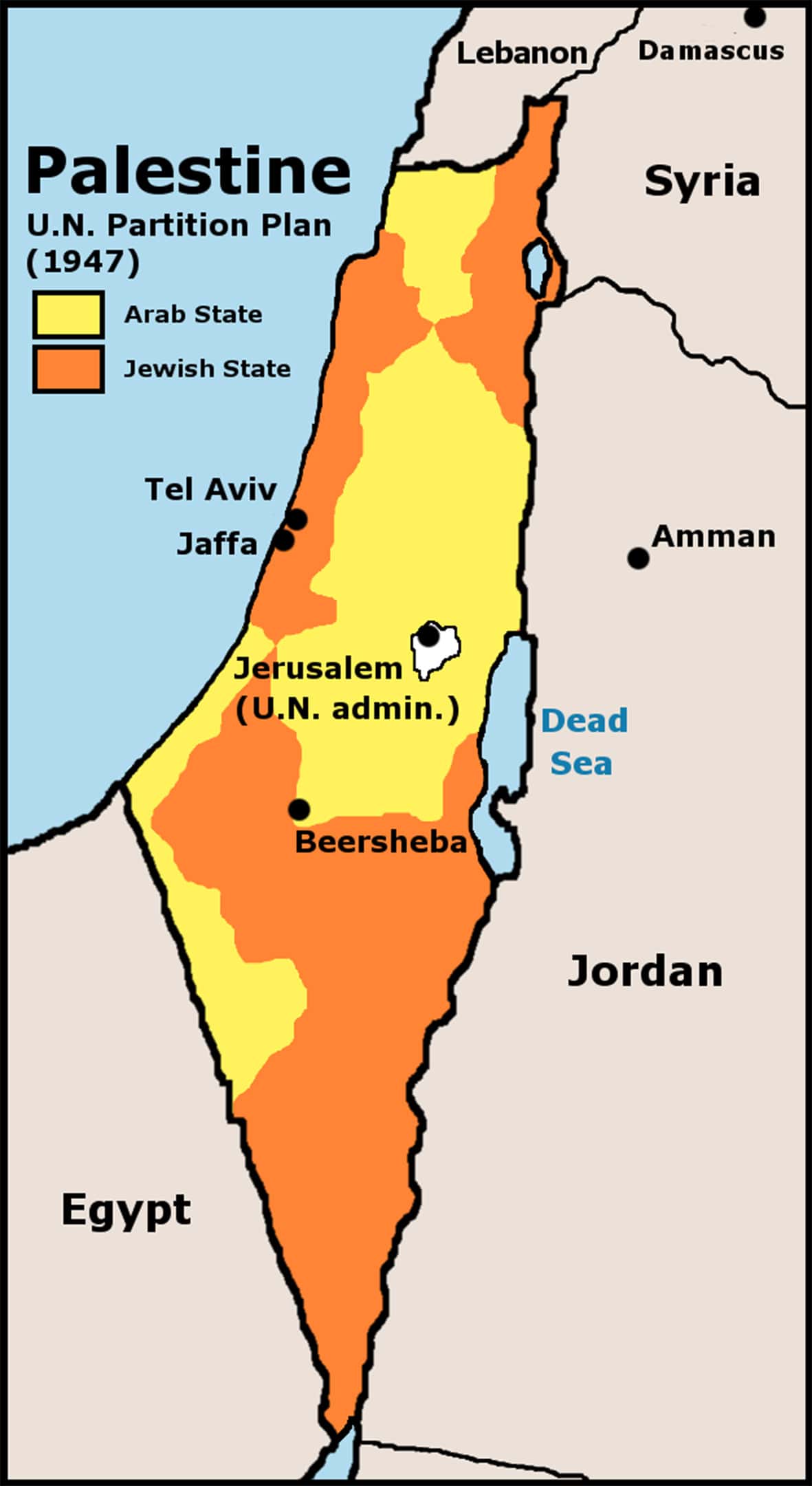 Plan de partition de la Palestine en 1947.